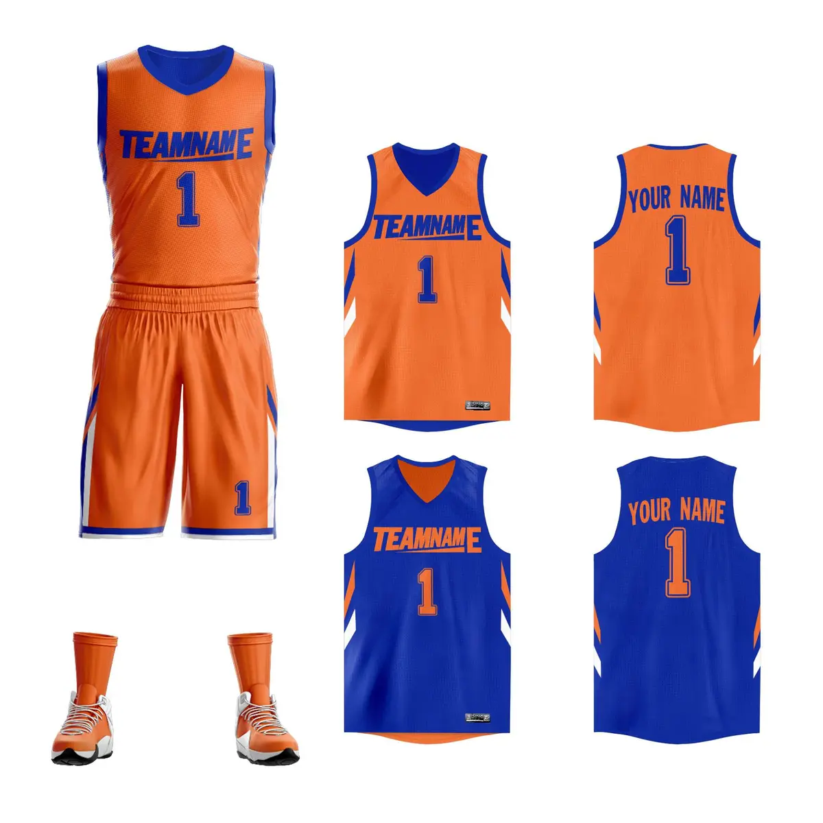 Orange Royal Double Side Design Basketball Jersey
