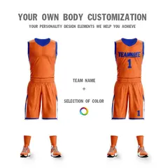 Orange Royal Double Side Design Basketball Jersey 5