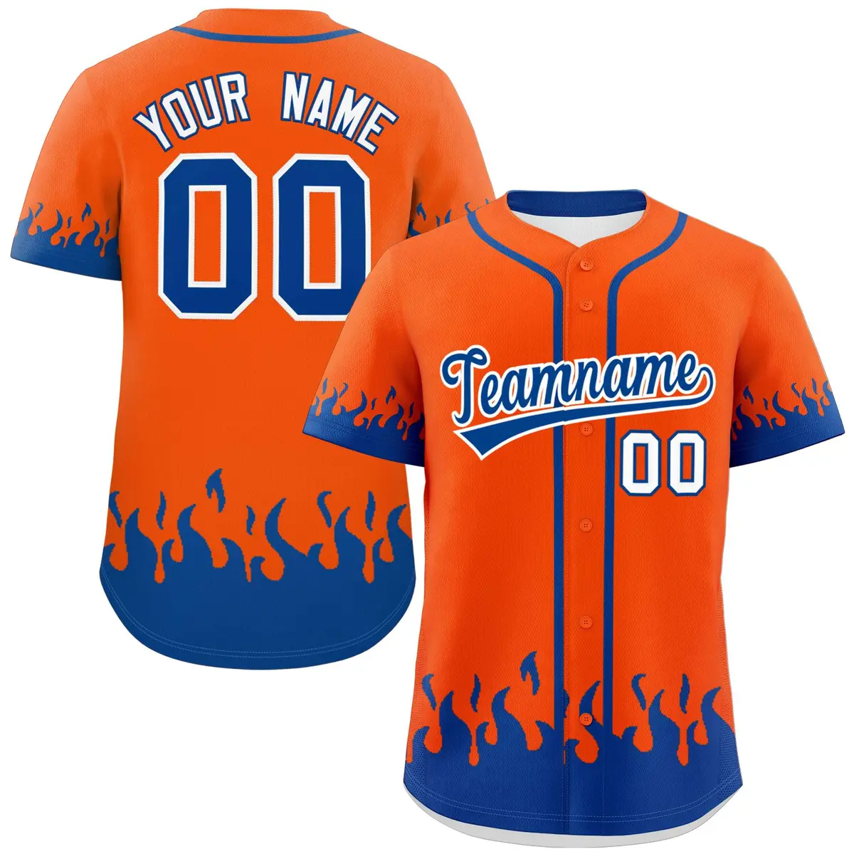 Orange Royal Flame Graffiti Authentic Baseball Jersey