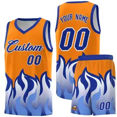 Orange Royal Flame Pattern Sports Basketball Jersey