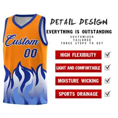 Orange Royal Flame Pattern Sports Basketball Jersey 2