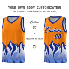 Orange Royal Flame Pattern Sports Basketball Jersey 3