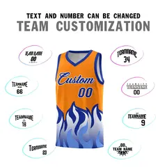 Orange Royal Flame Pattern Sports Basketball Jersey 4