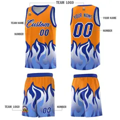 Orange Royal Flame Pattern Sports Basketball Jersey 5