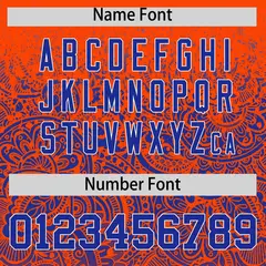 Orange Royal Floral Gradient Full Button Baseball Jersey 4