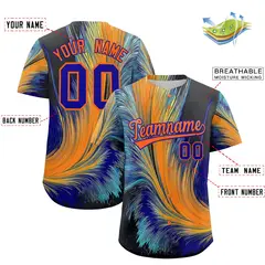 Orange Royal Fluid Feather Graffiti Baseball Jersey 2