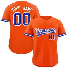 Orange Royal Full Button Authentic Baseball Jersey