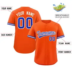 Orange Royal Full Button Authentic Baseball Jersey 2