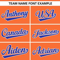 Orange Royal Full Button Authentic Baseball Jersey 3
