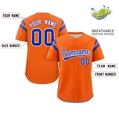 Orange Royal Full Button Classic Authentic Baseball Jersey 2