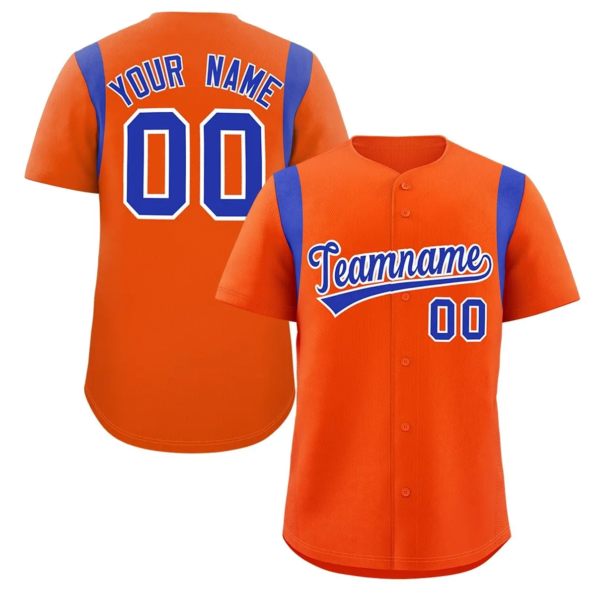 Orange Royal Full Button Classic Authentic Baseball Jersey
