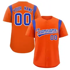 Orange Royal Full Button Classic Authentic Baseball Jersey