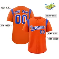 Orange Royal Full Button Classic Authentic Baseball Jersey 2