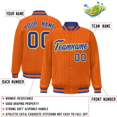 Orange Royal-Gold Stripe Letterman Bomber Varsity Jacket 2