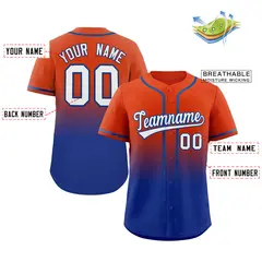 Orange Royal Gradient Fashion Authentic Baseball Jersey 2