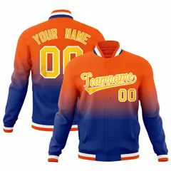 Orange Royal Gradient Full-Snap Varsity Letterman Jacket 1