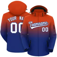Orange Royal Gradient Hooded Outdoor Waterproof Jacket