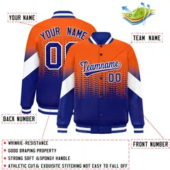 Orange Royal Gradient Polka Dot Varsity Letterman Jacket 2
