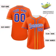 Orange Royal Gradient Ribbed Authentic Baseball Jersey 2