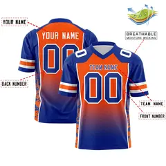 Orange Royal Gradient Side Pattern Authentic Football Jersey 2