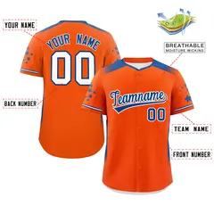Orange Royal Gradient Side Star Pattern Baseball Jersey 2