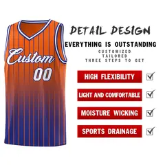 Orange Royal Gradient Stripe Basketball Jersey 2