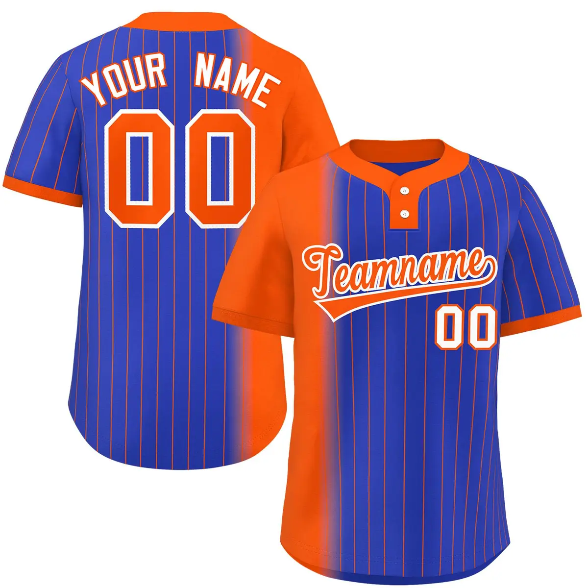 Orange Royal Gradient Stripe Two-Button Softball Jersey