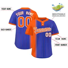 Orange Royal Gradient Stripe Two-Button Softball Jersey 2