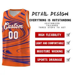 Orange Royal Graffiti Fluids Style Basketball Jersey Sets 2