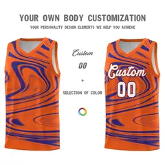 Orange Royal Graffiti Fluids Style Basketball Jersey Sets 3