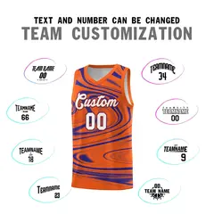 Orange Royal Graffiti Fluids Style Basketball Jersey Sets 4
