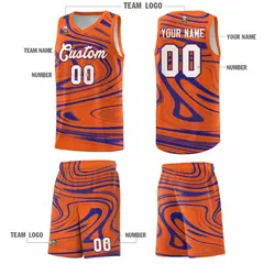 Orange Royal Graffiti Fluids Style Basketball Jersey Sets 5