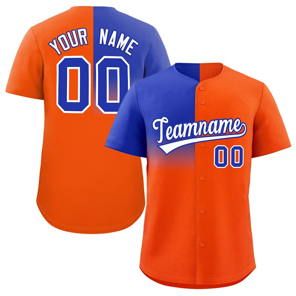 Orange Royal Half Gradient Authentic Baseball Jersey