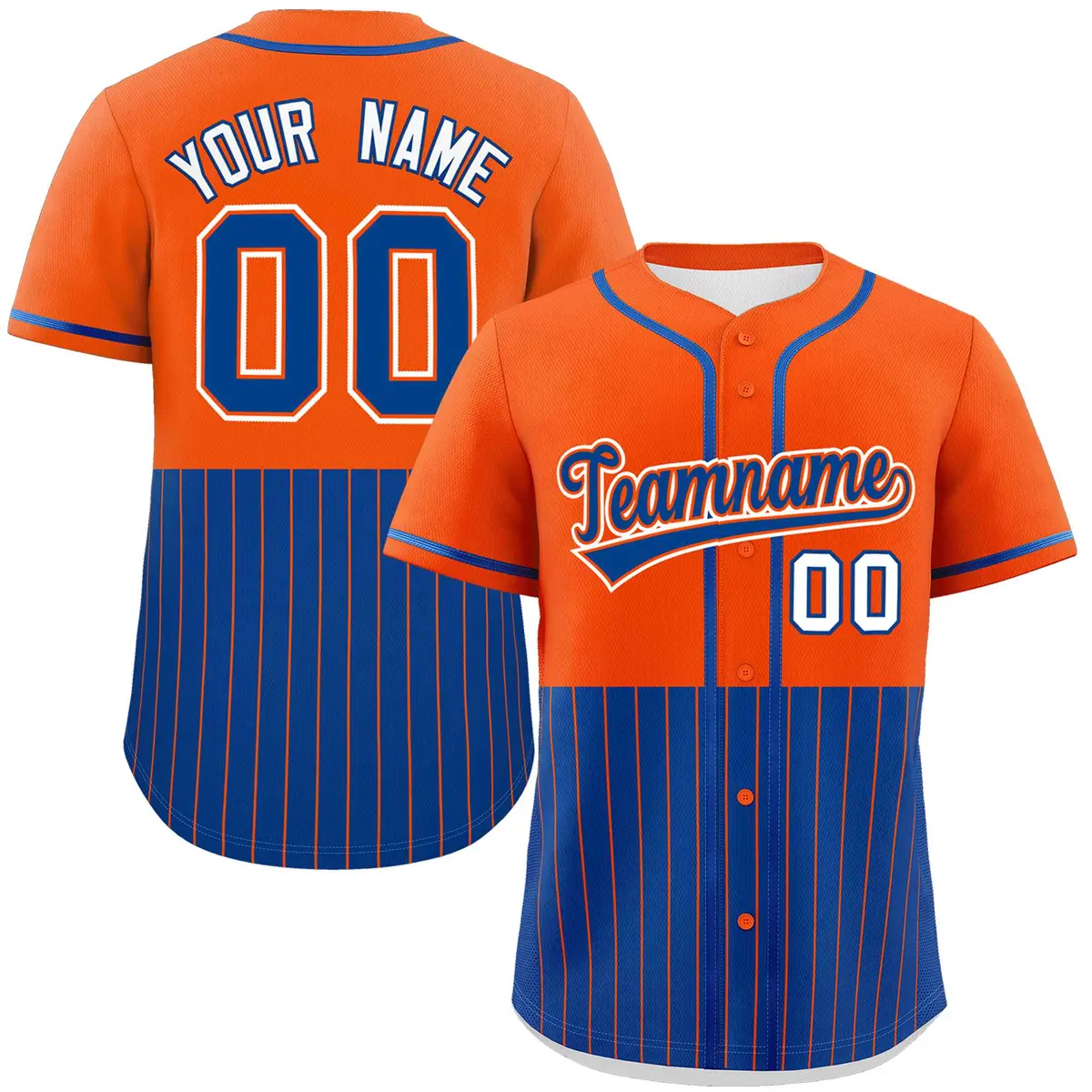 Orange Royal Half Stripe Authentic Baseball Jersey