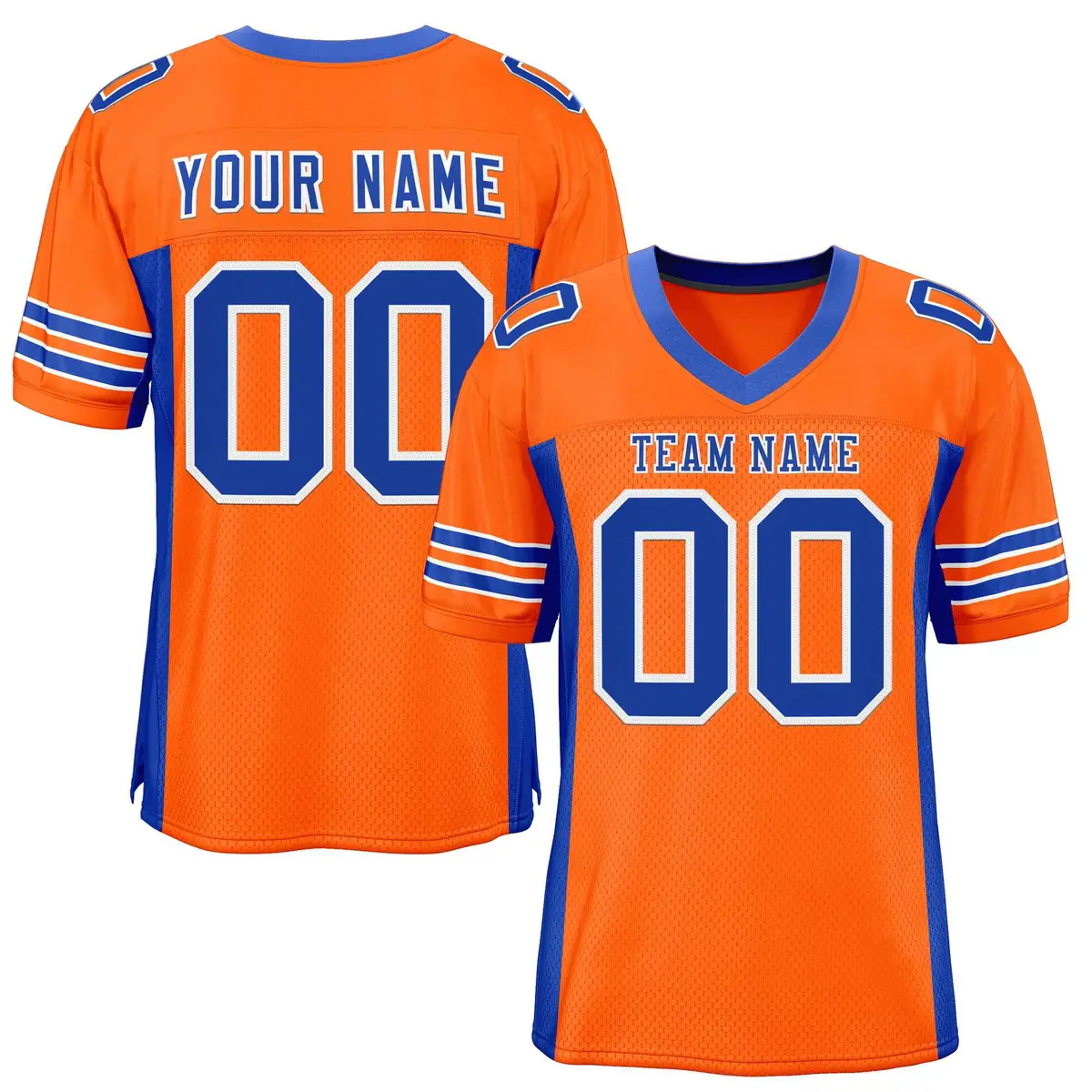 Orange Royal Insert Color Mesh Football Jersey