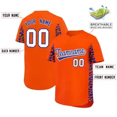 Orange Royal Leopard Graffiti Side Design Baseball Jersey 2