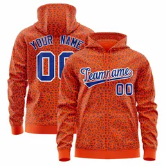 Orange Royal Leopard Print Varsity Letterman Jacket Hoodie 1