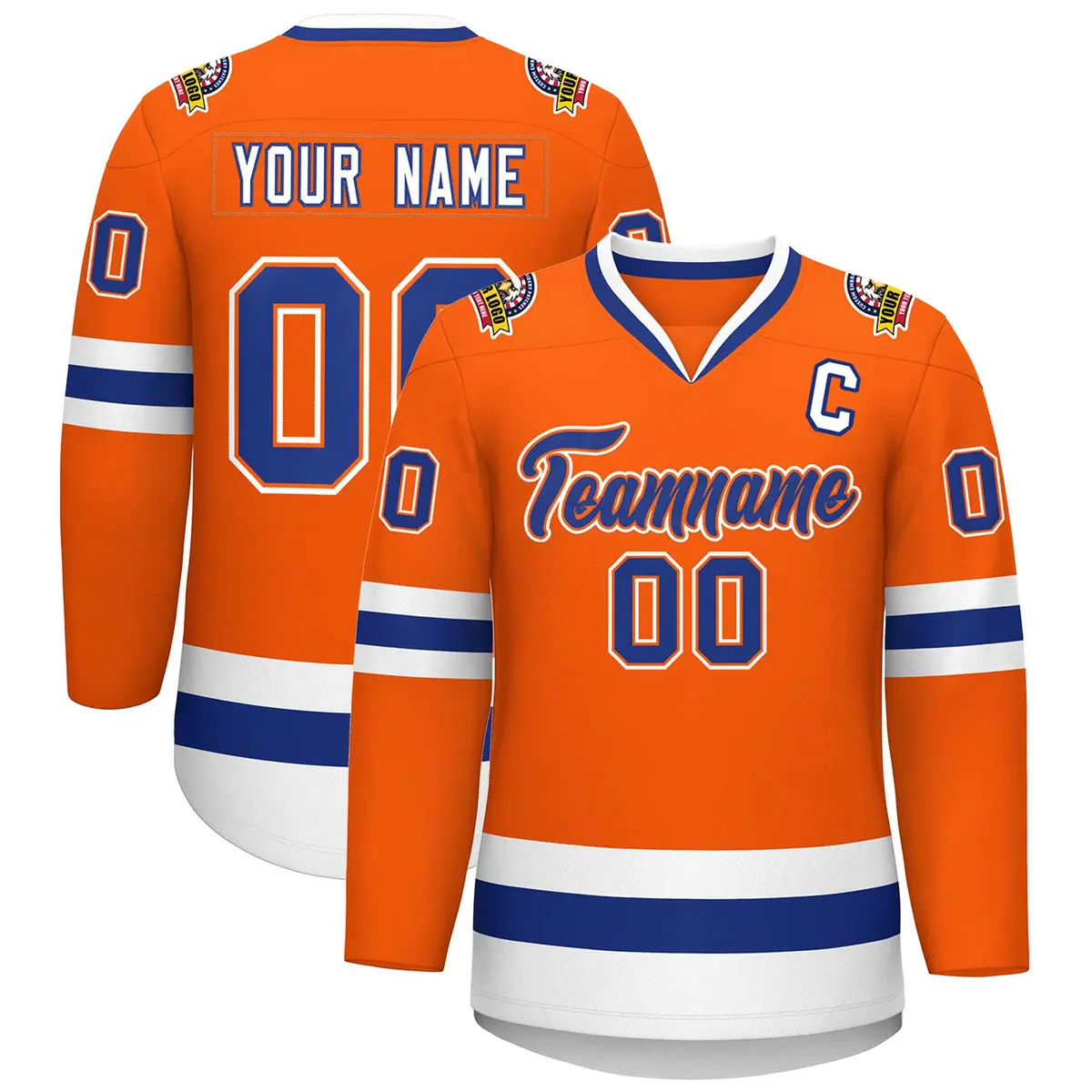 Orange Royal Orange-White Classic Style Hockey Jersey
