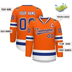 Orange Royal Orange-White Classic Style Hockey Jersey 2
