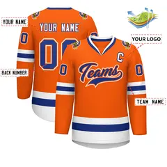 Orange Royal Orange-White Classic Style Hockey Jersey 2