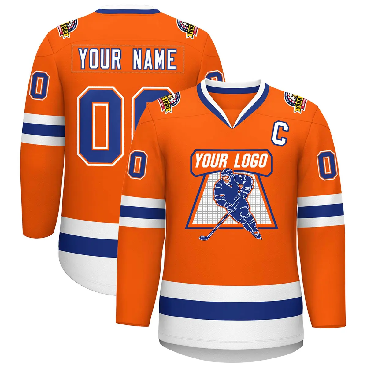 Orange Royal Orange-White Classic Style Hockey Jersey