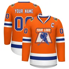 Orange Royal Orange-White Classic Style Hockey Jersey 1