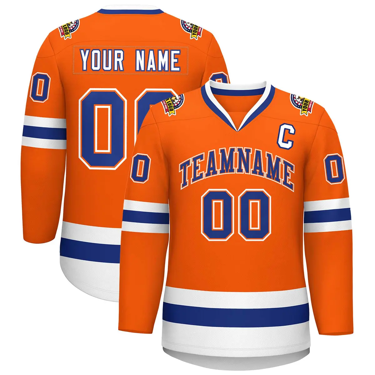 Orange Royal Orange-White Classic Style Hockey Jersey