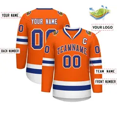 Orange Royal Orange-White Classic Style Hockey Jersey 2