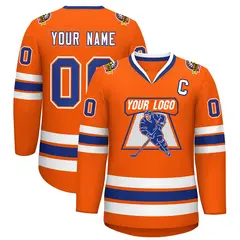 Orange Royal Orange-White Classic Style Hockey Jersey 1