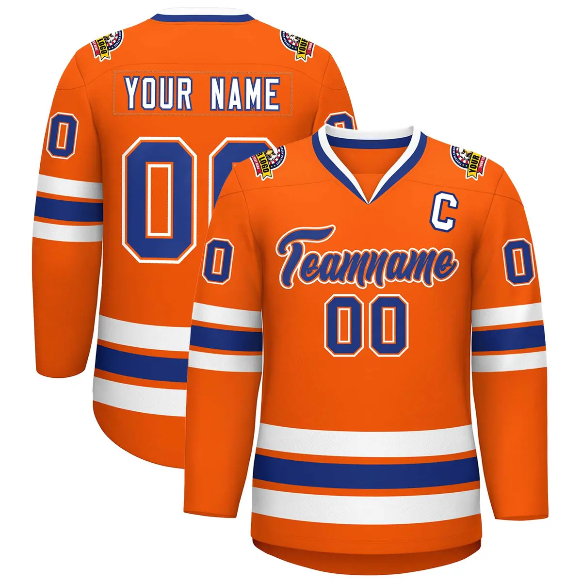 Orange Royal Orange-White Classic Style Hockey Jersey