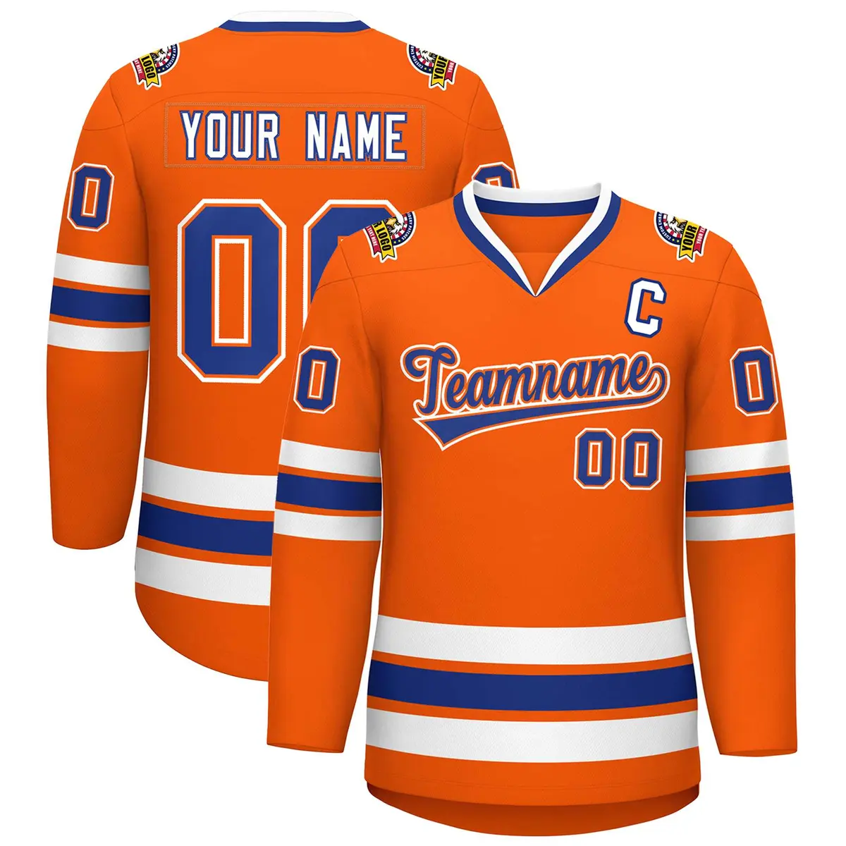 Orange Royal Orange-White Classic Style Hockey Jersey