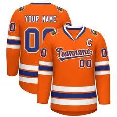 Orange Royal Orange-White Classic Style Hockey Jersey 1
