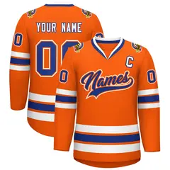 Orange Royal Orange-White Classic Style Hockey Jersey 1