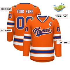 Orange Royal Orange-White Classic Style Hockey Jersey 2